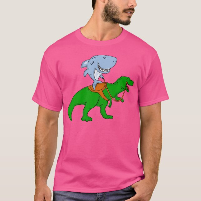 T-shirt Grand Requin Blanc Montant Une T Rex T Chemise (Devant)