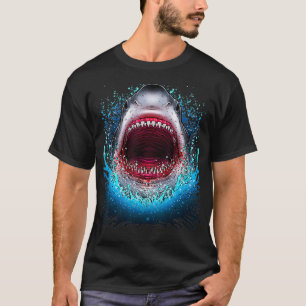T-shirt Grand requin blanc Open Mouth Dents Plage Ocean An