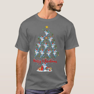 T-shirt Grand requin blanc Poisson de Noël Arbre Lumière D