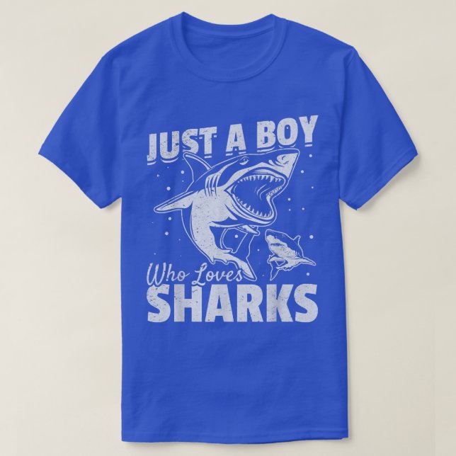 T-shirt Grand Requin Blanc Poisson-Requin Je Juste Un Garç (Design devant)