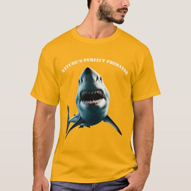 T-shirt Grand requin blanc sous l'eau avec URM à bouche ou (Devant)