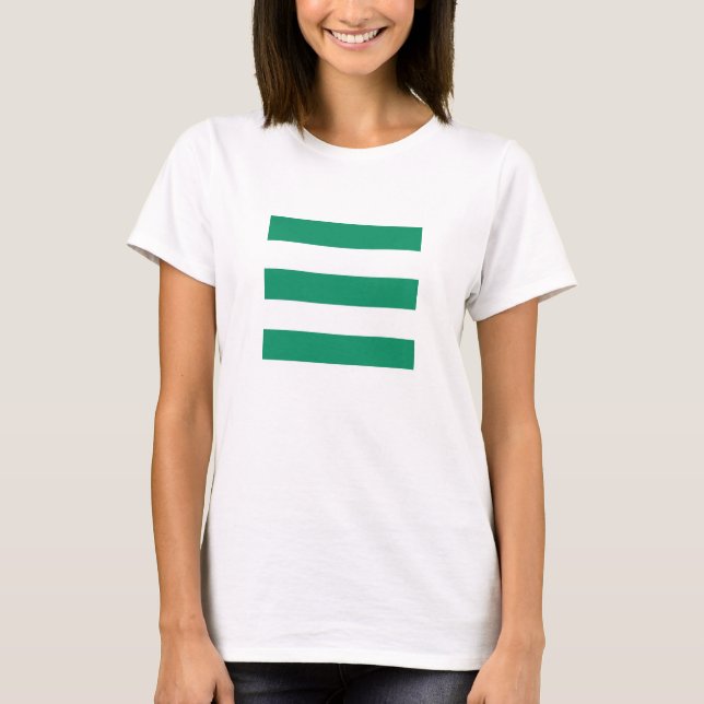 T-shirt Grand ruban vert classique et blanc (Devant)