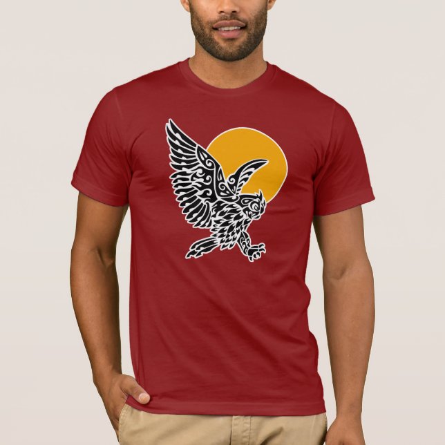 T-shirt Grand tatouage tribal de hibou à cornes (Devant)