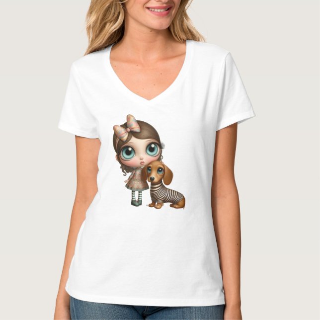 T-shirt Grand teckel à gros yeux (Devant)