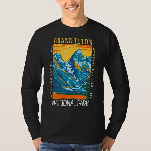 T-shirt Grand Teton National Park Wyoming Distressed Vinta (Devant)