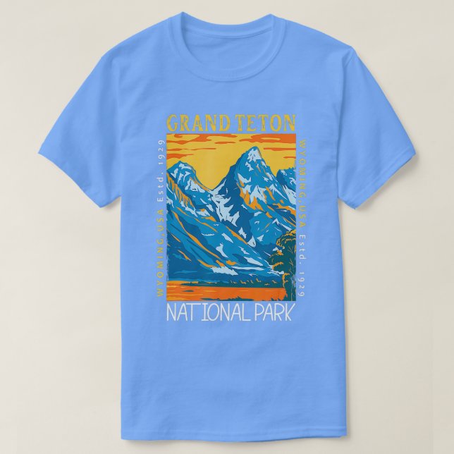 T-shirt Grand Teton National Park Wyoming Distressed Vinta (Design devant)