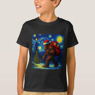 T-shirt Grand van de Noël de Bigfoot avec étoiles la nuit