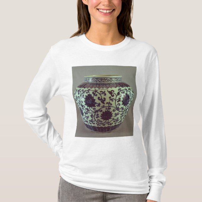 T-shirt Grand vase bleu et blanc à Ming (Devant)