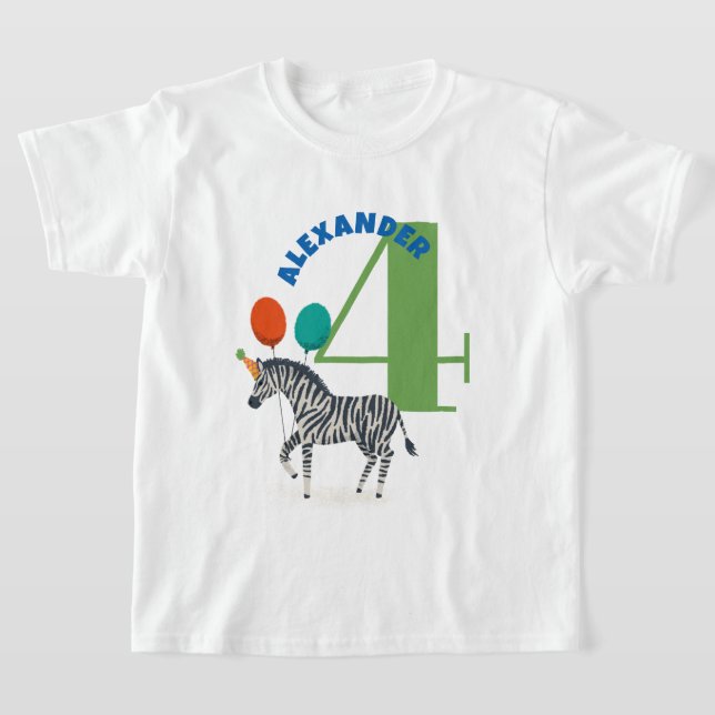 T-shirt Grande année et nom Anniversaire Fête Zebra (Poser)