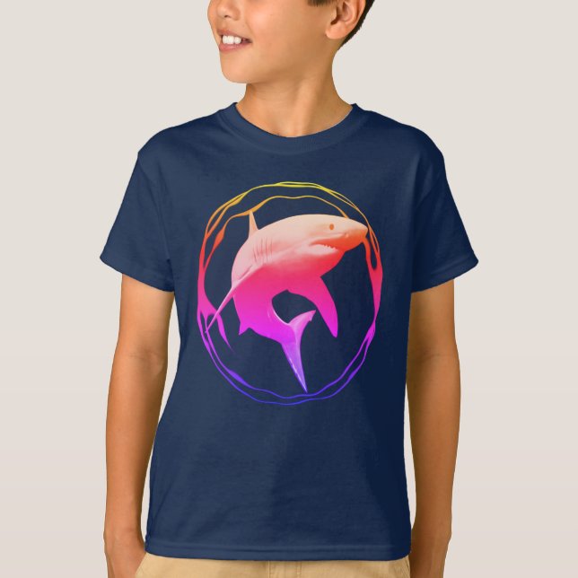 T-shirt Grande conception graphique de requins blancs (Devant)
