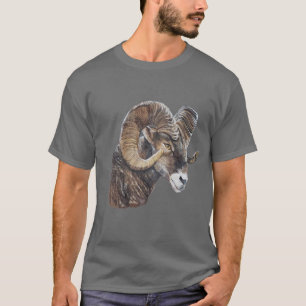 T-shirt Grande corne Brown réaliste Grand mouton Art origi