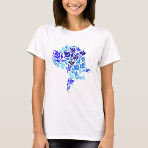 T-shirt Grande danois feuilles bleues