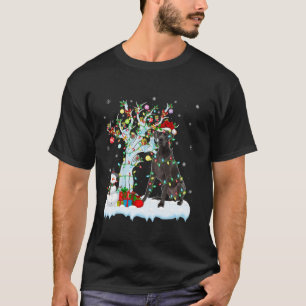 T-shirt Grande Danse Chien Xmas Élément Arbre Lumières Gra