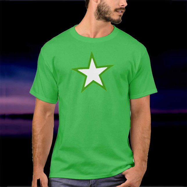 T-shirt Grande étoile blanche à 5 points avec contour vert (Créateur téléchargé)
