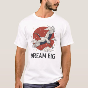 T-shirt Grande grue japonaise soleil rouge graphique Rêve