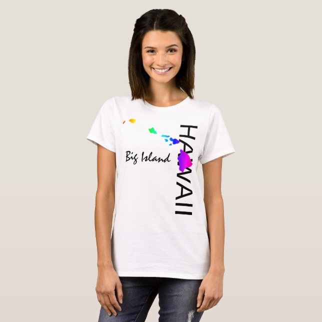 T-SHIRT GRANDE ÎLE - HAWAII ÎLES NEON RAINBOW (Devant entier)