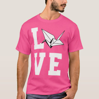 T-shirt Grande Love Papier Pliant Vêtements de Grue Japon