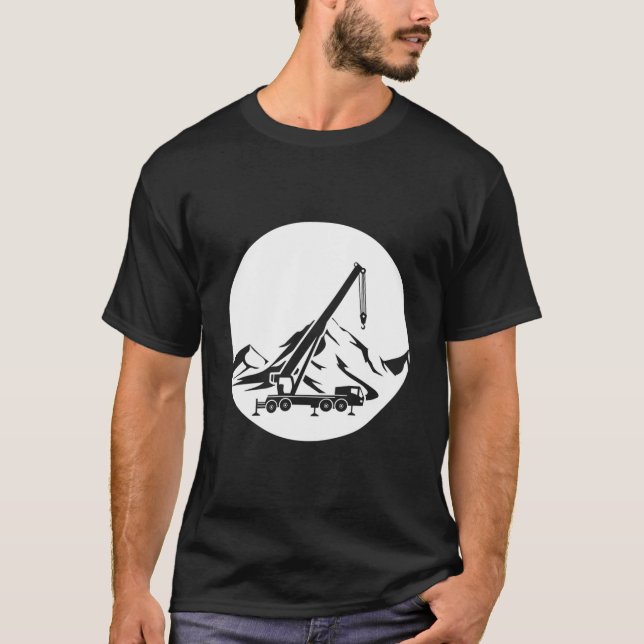 T-shirt Grande machine de construction de grue mobile (Devant)