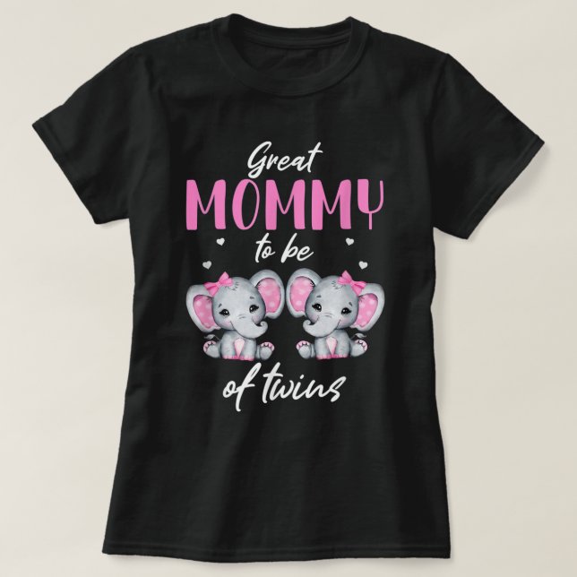 T-shirt Grande Maman D'Être De Twins Elephant Baby shower  (Design devant)