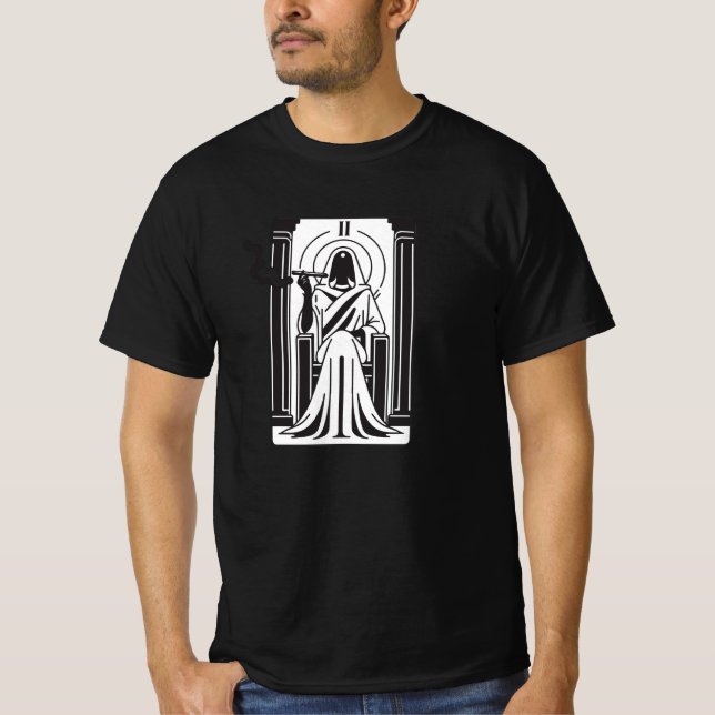 T-shirt Grande Prêtresse du Tarot Fumant de l'Occultisme (Devant)