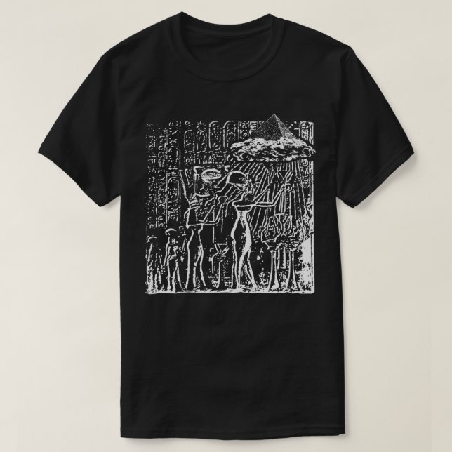 T-shirt Grande Pyramide De Gizeh Ancien Alien UFO Hiérogly (Design devant)