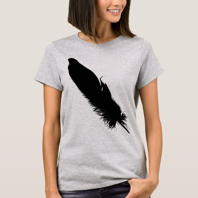 T-shirt Grande silhouette en plumes noires (Devant)