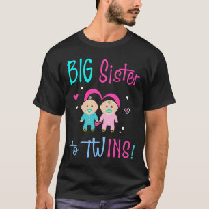 T-shirt Grande Soeur À Jumeaux Fille Garçon