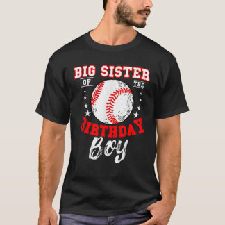 T-shirt Grande Soeur De L'Anniversaire Boy Baseball Thème 