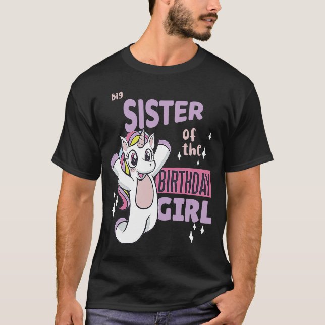 T-shirt Grande Soeur de l'anniversaire fille mignonne Unic (Devant)