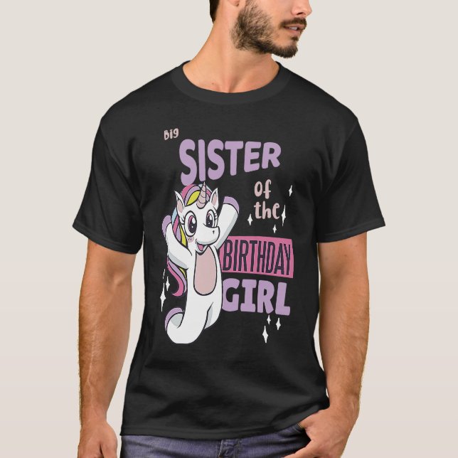 T-shirt Grande Soeur de l'anniversaire fille mignonne Unic (Devant)