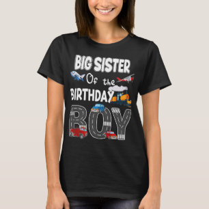 T-shirt Grande Soeur De L'Anniversaire Garçon Train Feu De