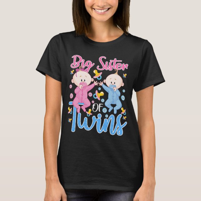 T-shirt Grande Soeur Des Jumeaux Ancienne Soeur Faire-part (Devant)
