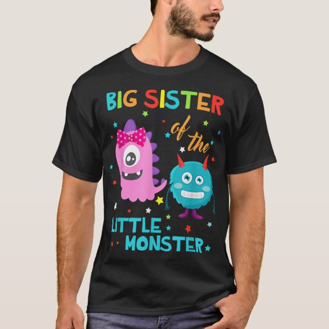 T-shirt Grande Soeur Du Petit Monstre Anniversaire (Devant)