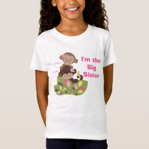 T-Shirt Grande Soeur Personnalisée Filles Singes Enfants C