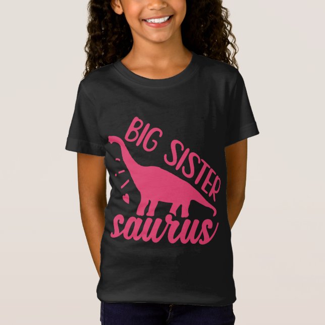 T-Shirt Grande soeur Saurus en rose (Devant)