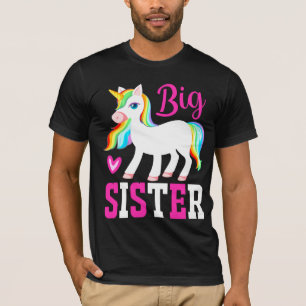 T-shirt Grande Soeur Unicorne Magique avec Mane Arc-en-Cie