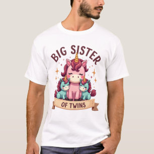 T-shirt Grande sœur vintage de jumelles Licorne Fraternité
