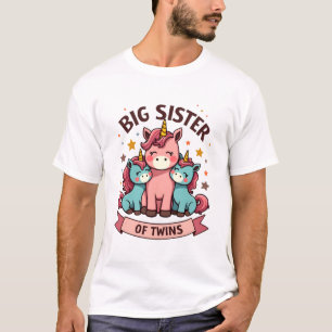 T-shirt Grande Sœur Vintage de Jumelles Licorne Fraternité