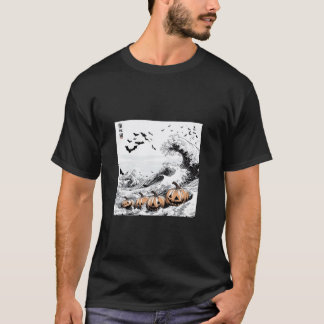 T-shirt Grande vague avec Sinister Halloween Chats T Chemi