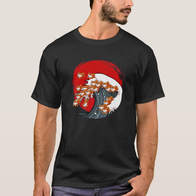 T-shirt Grande Vague De Chien De Shiba Inu Japonais Akita  (Devant)