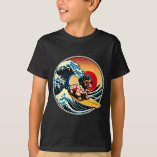 T-shirt Grande Vague Kanagawa Wiener Dachshund Chien Surf