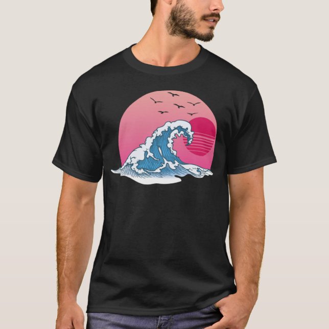 T-shirt Grande vague rétro (Devant)