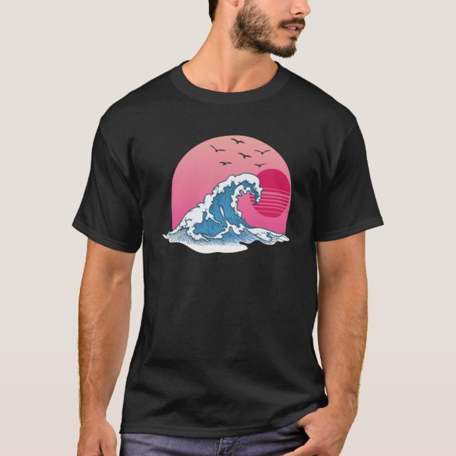 T-shirt Grande vague rétro (Devant)