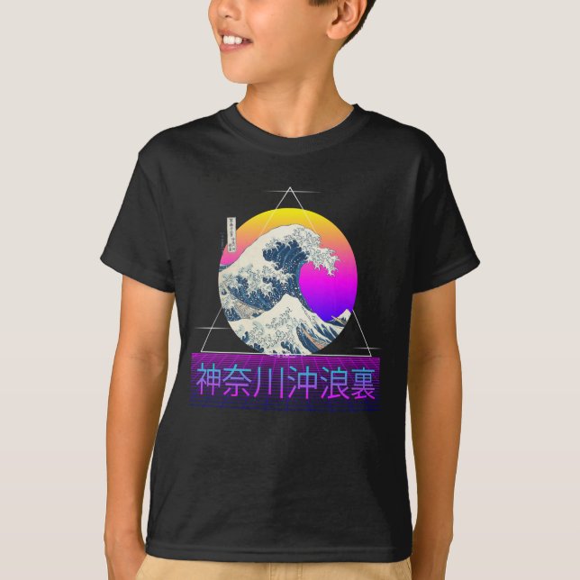 T-shirt Grande vague rétro au large de Kanagawa Vaporwave (Devant)