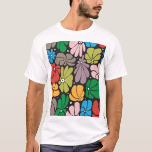 T-shirt Grandes Fleurs Florales Rétro sans joint