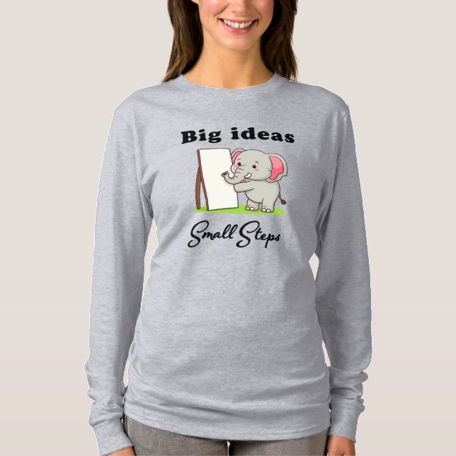 T-shirt "Grandes Idées, Petits Pas" éléphant rêves d'anima (Devant)