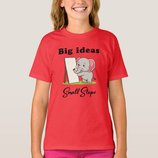 T-shirt "Grandes Idées, Petits Pas" éléphant rêves d'anima (Devant)