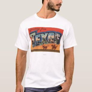 T-shirt Grandes scènes de lettre du Texas (cowboy Roping
