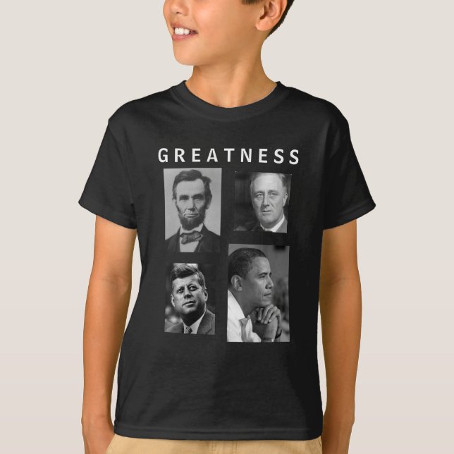 T-shirt GRANDEUR Lincoln FDR JFK Obama - ENFANTS d'Obama (Devant)