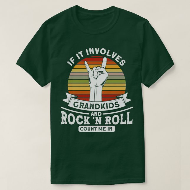 T-shirt Grandkids And Rock n Roll Rock N Roll Guitare (Design devant)